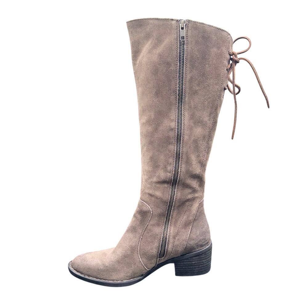 Born Suede Tall Knee High Boots Brown Side Zip Plaid Lined Women’s 9M - Picture 8 of 16